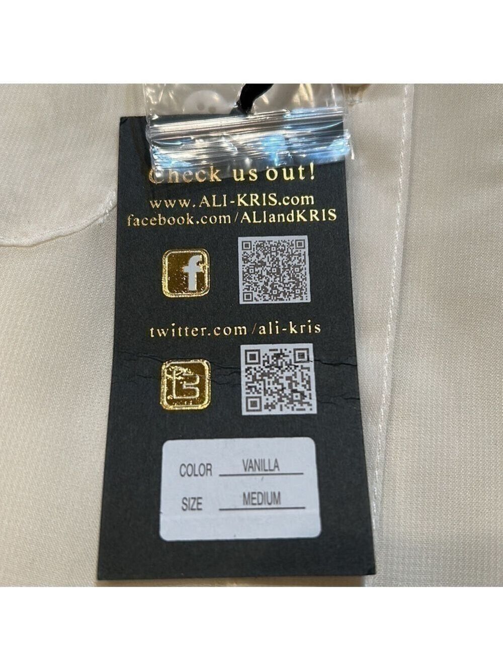ALI & KRIS  NWT! Fantastic Vanilla Sheer Blouse w/ Collar Bling! Size M - Picture 9 of 9
